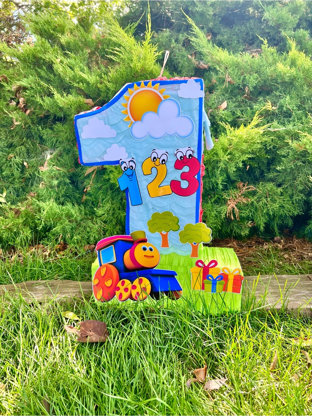 Kids Number 1 Train Themed Piñata - Blue
